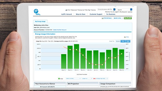 Tablet showing the energy dashboard