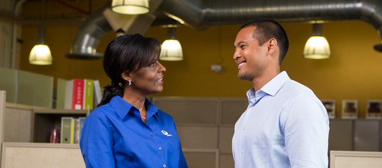 Man and woman having discussion