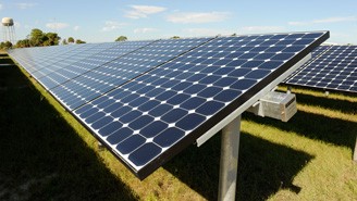 Solar panel field at Kennedy Space Center facility