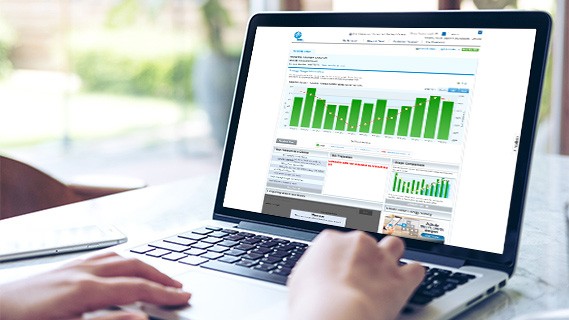 Computer screen showing energy dashboard